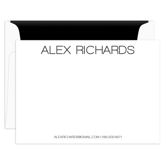 Modern Large Name Flat Note Cards